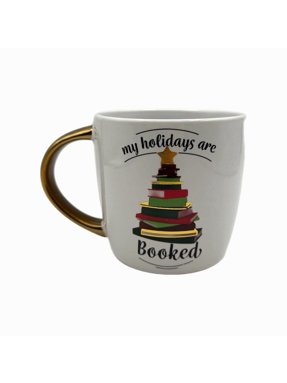 Barnes & Noble “My Holidays Are Booked” 18oz Ceramic Mug – Book-Shaped Christmas